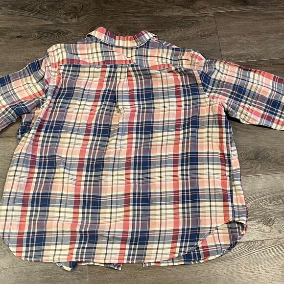 Chaps Ralph Lauren Woman's Plaid Flannel Blue Pink Button Down- 2XL - Picture 3 of 3